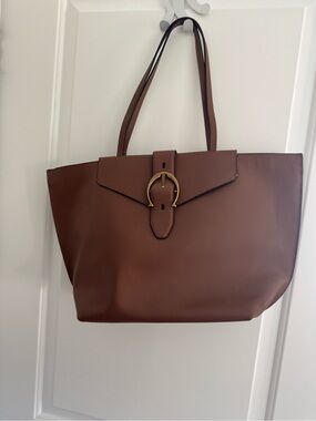 EUC ETIENNE AIGNER MIA BUCKLE LEATHER TOTE SHOULDER BAG CORDOVAN